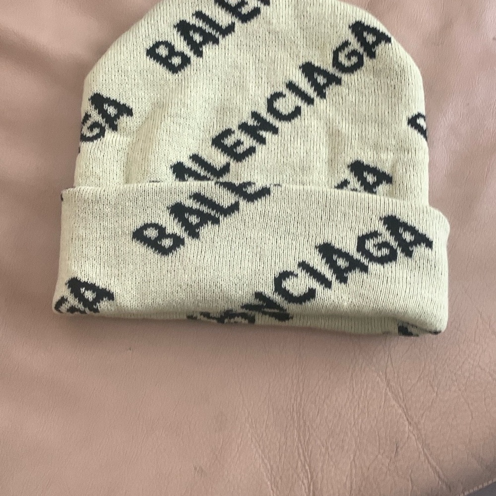 Balenciaga Cream and Black Beanie